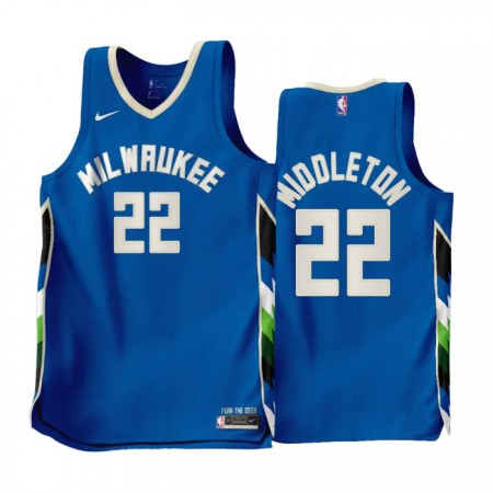 Dres Milwaukee Bucks Khris Middleton 22 Nike 2022-23 City Edition Plava Swingman